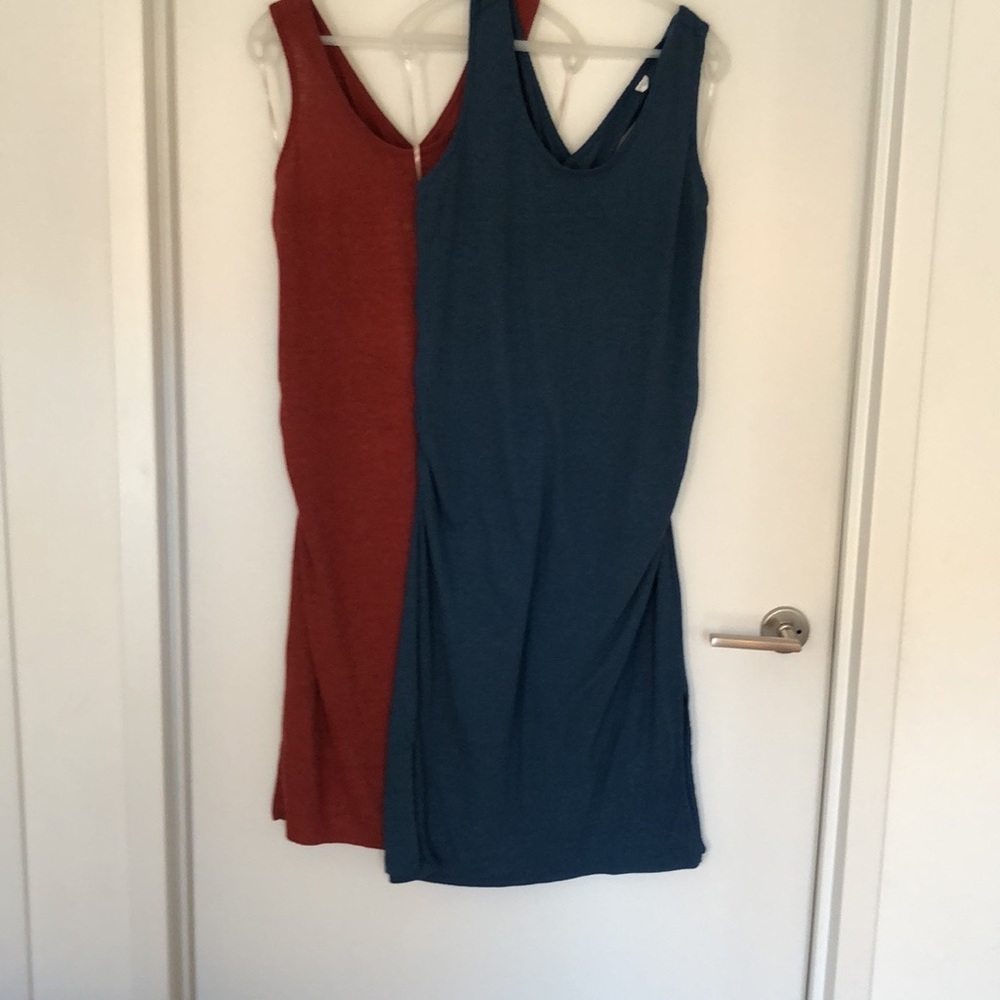 Two Old Navy Linen-Blend Cross-back Maternity Tank Dresses